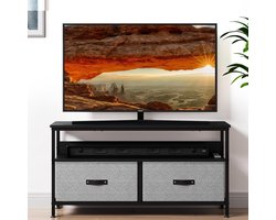 Tv-meubel-2 lades-Entertainment Meubel voor tv's tot 50 inch - Verstelbare poten - Metalen frame - Handig meubel voor woonkamer- hal of slaapkamer