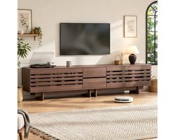 TV-Meubel - 200 x 39,5 x 55 cm - Lowboard met 4 Deuren en 2 Laden - Walnootkleur