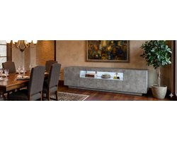TV Meubel 200x37x42 cm – Modern Lowboard Hangend of Staand met 3 Opbergvakken en Open Vak, Artisan Eiken/Wit Mat Design, Kabelmanagement, Geschikt voor 55-75 Inch TV – Urbanhome