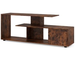 TV-meubel 3-laags voor tv’s tot 55 inch – Asymmetrisch, 5 poten, rustiek bruin