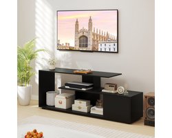 TV-meubel 3-laags voor tv’s tot 55 inch – Asymmetrisch, 5 poten, rustiek zwart