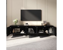 TV-Meubel - 5 Deuren - Ruime Opbergruimte met Metalen Poten - PB en MDF - Naturel