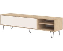 Tv-meubel Aelan 1 opklapdeur en 2 open vakken-eik/licht beige