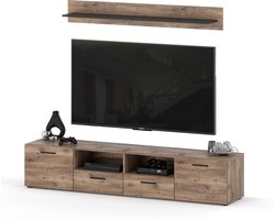 Tv Meubel Alen met wandplank - 200 cm -Eiken Bijoux/Antraciet - Kast - Tv Kast