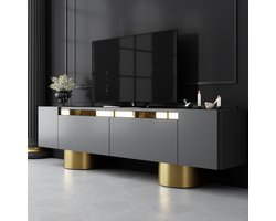 TV Meubel Antraciet Bohem 180x50x30 - Gouden Frame