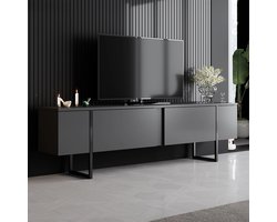 TV-Meubel - Antraciet Zwart Melamine Gecoate Deeltjesbord - Afmetingen 180x30x50cm - Stijlvol en Duurzaam