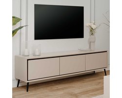 Tv-meubel Auryn - 175x38x50cm - 3 deuren - zand/zwart