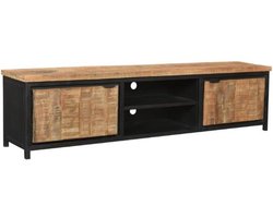 Tv meubel Bas Mangohout 210x40x52 cm Bruin - Industrieel Design - Landelijk - Robuust - 2 Deuren & 2 Open Vakken