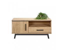TV-Meubel Batenburg - MDF/Metaal - Eiken/Zwart - 106x50x45 cm (BxHxD)