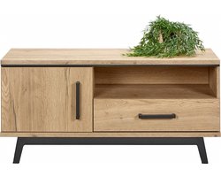 Tv Meubel Batenburg - MDF/Metaal - Eiken/Zwart - 106x50x45 cm (BxHxD)