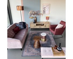 Tv Meubel Batenburg - MDF/Metaal - Eiken/Zwart - 150x50x45 cm (BxHxD)