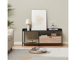 Tv meubel Belana 120x40x54 cm zwart en eikenkleurig [en.casa]