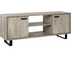 TV-meubel Bo Bolivia Eiken - Zwart - Breedte 170 cm - Hoogte 68 cm - Diepte 50 cm - Met planken - Met openslaande deuren