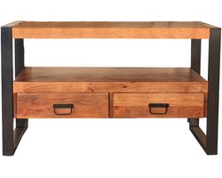 Tv meubel bruin mangohout 100cm Linde tv kast duurzaam mango massief hout tv-meubel