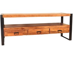 Tv meubel bruin mangohout 150cm Linde tv kast duurzaam mango massief hout tv-meubel