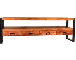 Tv meubel bruin mangohout 180cm Linde tv kast duurzaam mango massief hout tv-meubel