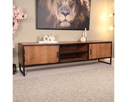 TV meubel bruin mangohout 180cm Liv tv kast duurzaam mango massief hout tv-meubel