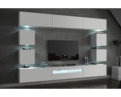 Tv Meubel - C81/18W/M2-1B - Led - Wite mat - 273 cm