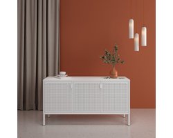 TV meubel Castelli 114x40x60 cm metaal met 3 deuren wit [en.casa]