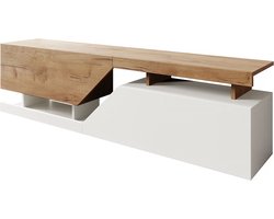 TV-meubel "Ceelias" - 160 x 46 x 35 cm - Wit/Bruin