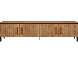 TV-Meubel Culemborg - Houtlook/Metaal - Mango/Metaal - 200x50x45 cm (BxHxD) - Verticale Latten - Softclose