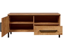 TV-meubel Culemborg - Houtlook/Metaal - Mango/Zwart - 109x50x45 cm (BxHxD) - Krasvast - Softclose