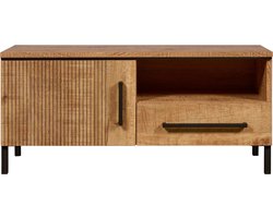 TV-meubel Culemborg - Houtlook/Metaal - Mango/Zwart - 109x50x45 cm (BxHxD) - Krasvast - Softclose