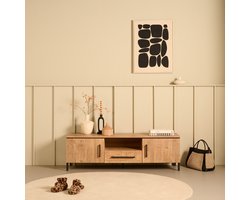 TV-meubel Culemborg - Houtlook/Metaal - Mango/Zwart - 163x50x45 cm (BxHxD) - Krasvast - Softclose