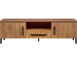 TV-meubel Culemborg - Houtlook/Metaal - Mango/Zwart - 163x50x45 cm (BxHxD) - Krasvast - Softclose