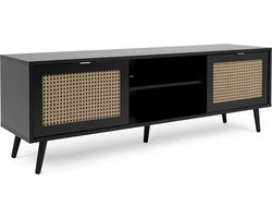 Tv-meubel Daka 150cm 2 deuren - zwart/beige