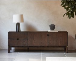 Tv-Meubel Donkerbruin Eikenhout - 160x46x55cm - Arun - Giga Living