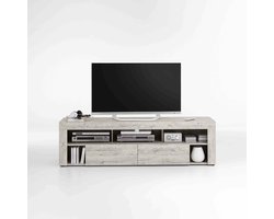 TV-meubel Enrico Zandeiken - Breedte 180 cm - Hoogte 52.8 cm - Diepte 41.3 cm - Met lades - Met planken - Zonder deuren