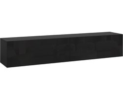 TV meubel Evaton zwevend 160x32x30 cm zwart hoogglans [en.casa]
