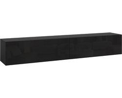 TV meubel Evaton zwevend 180x32x30 cm zwart hoogglans [en.casa]