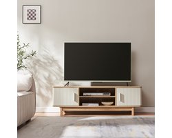 Tv meubel Ferrersp 140x40x45 cm eikenkleurig havermout en naturel [en.casa]