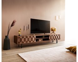 Tv-meubel Fevo acacia bruin 200 cm 2 deuren L-pootjes lowboard