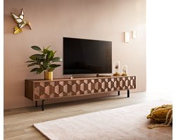 Tv-meubel Fevo Acacia Bruin 200 cm 4 deuren L-pootjes lowboard