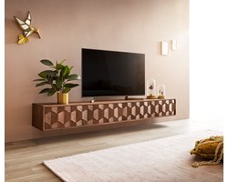 Tv-meubel Fevo Acacia Bruin 200 cm 4 deuren zwevend lowboard