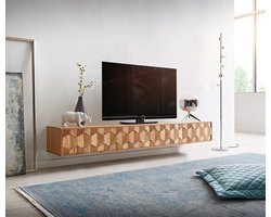 Tv-meubel Fevo acacia natuur 200 cm 4 deuren zwevend lowboard
