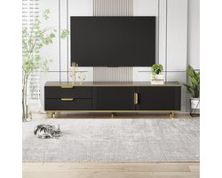 Tv-meubel - gebeeldhouwd frame - gouden handvatten en poten - tv-meubel in de woonkamer - 175 x 40 x 45 cm