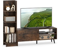 TV-meubel – Geschikt voor TV’s tot 50 inch – Entertainment center met boekenkast en verstelbare plank bruin