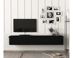 TV Meubel Hangend 180 cm – Zwart – Modern Design – Met Opbergruimte – Zonder Pootjes