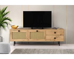Tv-Meubel Hapsiyas Melamine Eiken Zwart