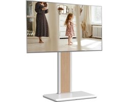 TV Meubel, Houten Vloerstandaard voor TV 32 tot 65 inch, In Hoogte Verstelbaar en Draaibaar