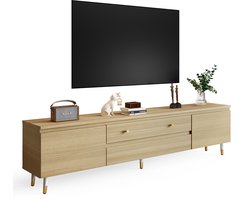 TV Meubel Industrieel Houtkleur – 175cm – Geschikt voor TV tot 75 inch – Met Opbergruimte en Lades - Houtkleur