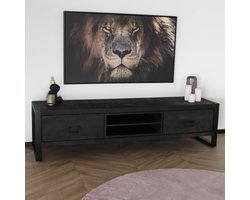 TV meubel industrieel mangohout Avelyn zwart 180cm tv kast duurzaam mango massief hout tv-meubel