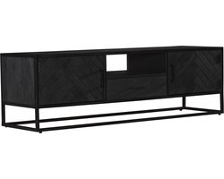 TV meubel industrieel mangohout Danae zwart visgraat 165cm tv kast duurzaam mango massief hout tv-meubel