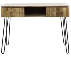 TV Meubel Industrieel Mangohout en Staal - 110 cm x 40 cm x 77 cm - Side Table Industrieel Met Lades - Sidetable met lade Hout - Landelijk Hout - Wandtafel Sidetable - Haltafel - Smalle tafel - 110cm x 40cm x 77cm - Snelle installatie