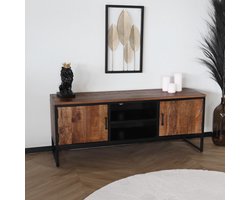 TV meubel industrieel mangohout Liv 130cm tv kast duurzaam mango massief hout tv-meubel