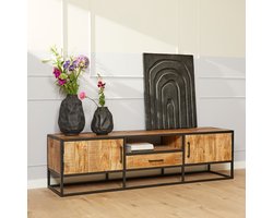 TV meubel industrieel - Tv meubel Sanne - Tv meubel mangohout 180 cm